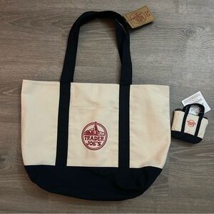 2 New Trader Joe’s Canvas Blue Tote Bags Micro and Original
